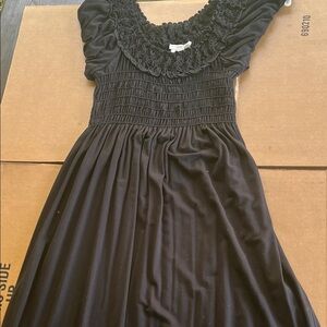 Sophie Max Black Smocked Bodice Casual Dress